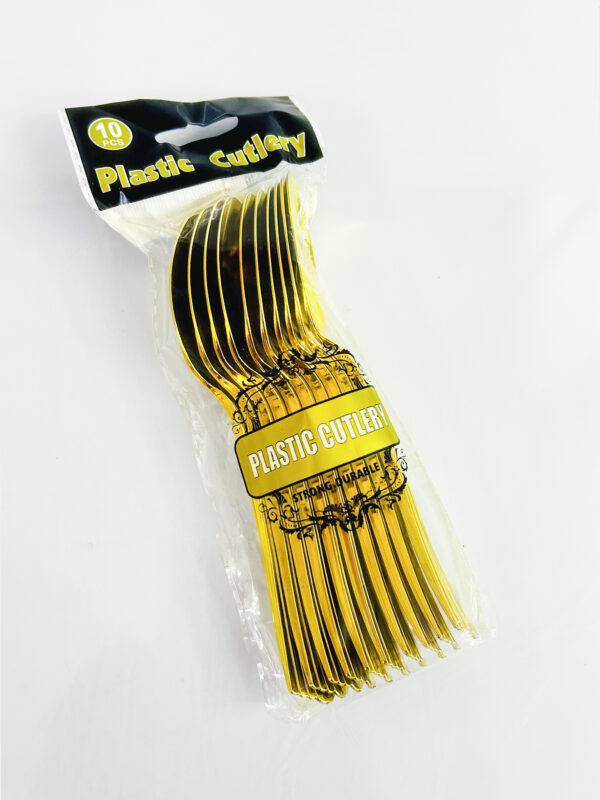 10Pc Plastic Spoon Cutlery Gold